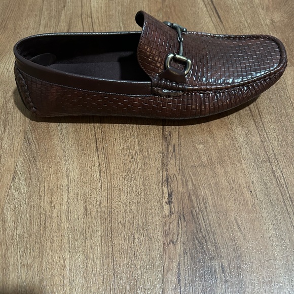 David Stone Brown Men’s Size 10 Woven Faux Leather Horsebit Loafers Moccasins - Picture 10 of 10